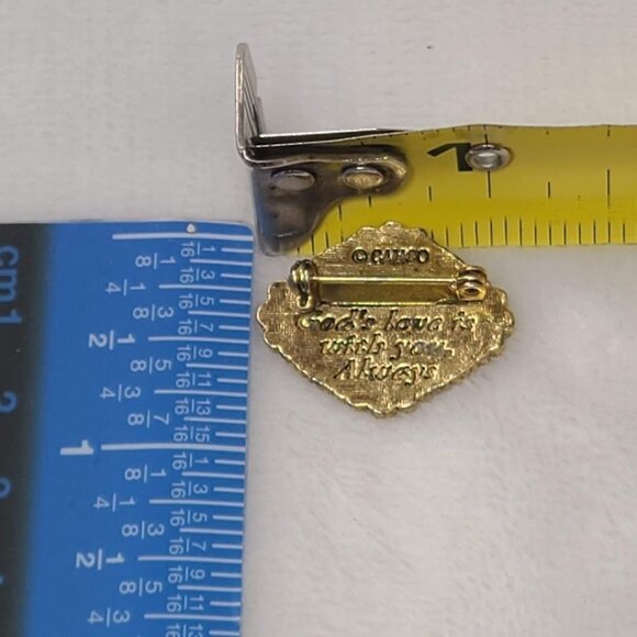 Camco Vintage Floral Rose Oval Gold Tone Brooch Lapel Pin - Picture 5 of 5